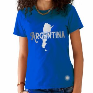 T-Shirt Femme Argentine Bleu et Argent Métallisé