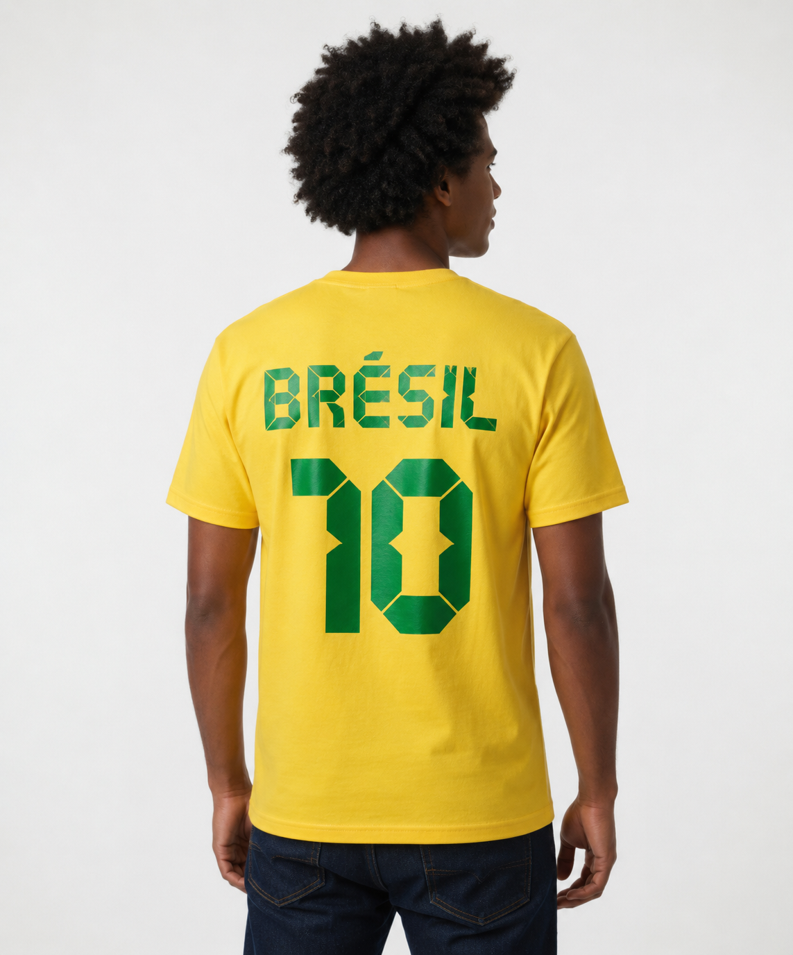 T-shirt Jaune Brésil - Christ Rédempteur Vert Métallisé - Série Limitée et Numérotée – Image 10