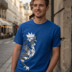 T-shirt Bleu France - Coq Argent Métallisé - Série Limitée et Numérotée